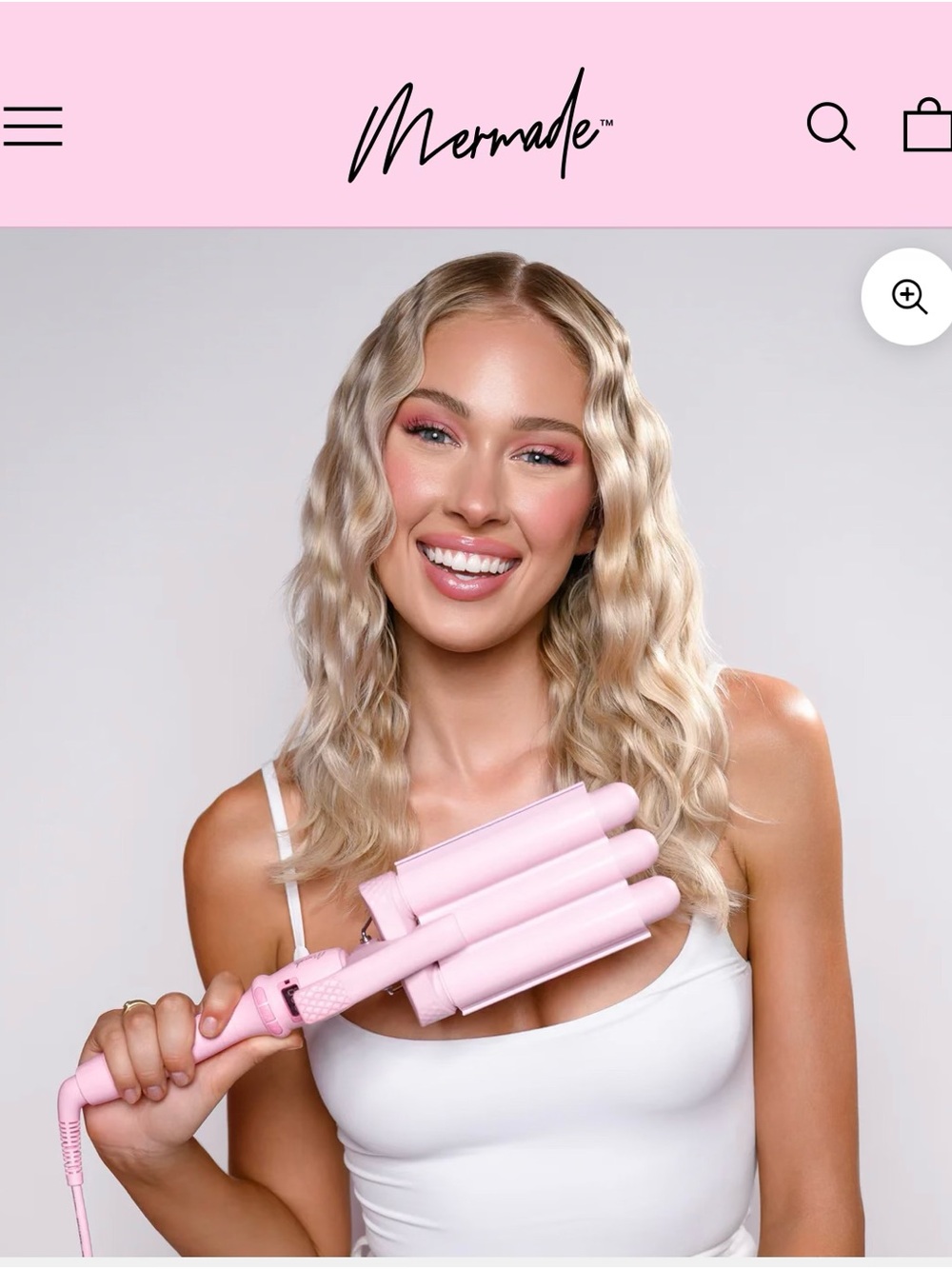Mermade Triple Barrel Waver in Light Pink 1 inch